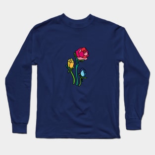 Blue, Red and Yellow Roses Long Sleeve T-Shirt